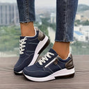 Women's Low Cut Lace Up Sneaker – Side Zip Wedge Sole Casual Walking Shoe