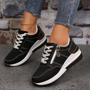 Women's Low Cut Lace Up Sneaker – Side Zip Wedge Sole Casual Walking Shoe