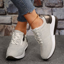 Women's Low Cut Lace Up Sneaker – Side Zip Wedge Sole Casual Walking Shoe