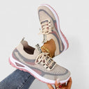 Women's Mesh Color Block Low Top Running Sneakers – Lace Up Casual Everyday