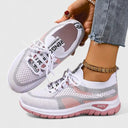 Women's Mesh Color Block Low Top Running Sneakers – Lace Up Casual Everyday