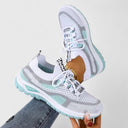 Women's Mesh Color Block Low Top Running Sneakers – Lace Up Casual Everyday