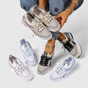 Women's Mesh Color Block Low Top Running Sneakers – Lace Up Casual Everyday
