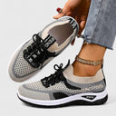 Women's Mesh Color Block Low Top Running Sneakers – Lace Up Casual Everyday