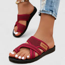 Women's Mesh Crisscross Flat Sandals – Open Toe Slip On Casual Summer Beach Slide