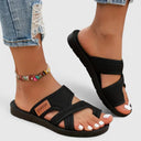 Women's Mesh Crisscross Flat Sandals – Open Toe Slip On Casual Summer Beach Slide