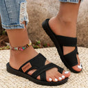Women's Mesh Crisscross Flat Sandals – Open Toe Slip On Summer Beach Slides
