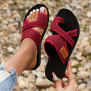 Women's Mesh Crisscross Flat Sandals – Open Toe Slip On Summer Beach Slides