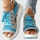 Women's Mesh Lace Up Open Toe Wedge Sandals – Cutout Casual Summer Platform