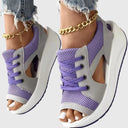 Women's Mesh Lace Up Open Toe Wedge Sandals – Cutout Casual Summer Platform