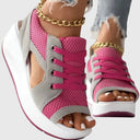 Women's Mesh Lace Up Open Toe Wedge Sandals – Cutout Casual Summer Platform