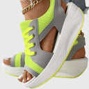 Women's Mesh Lace Up Open Toe Wedge Sandals – Cutout Casual Summer Platform