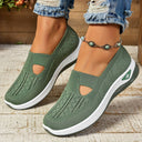 Women's Mesh Slip On Sneakers – Round Toe Cutout Vamp Flatform Walking Shoes