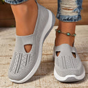 Women's Mesh Slip On Sneakers – Round Toe Cutout Vamp Flatform Walking Shoes