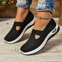 Women's Mesh Slip On Sneakers – Round Toe Cutout Vamp Flatform Walking Shoes