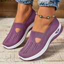 Women's Mesh Slip On Sneakers – Round Toe Cutout Vamp Flatform Walking Shoes
