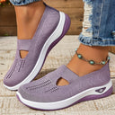Women's Mesh Slip On Sneakers – Round Toe Cutout Vamp Flatform Walking Shoes