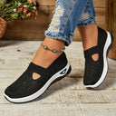 Women's Mesh Slip On Sneakers – Round Toe Cutout Vamp Flatform Walking Shoes