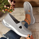 Women's Mesh Slip On Sneakers – Round Toe Cutout Vamp Flatform Walking Shoes
