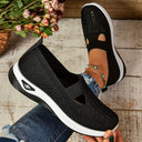 Women's Mesh Slip On Sneakers – Round Toe Cutout Vamp Flatform Walking Shoes