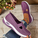 Women's Mesh Slip On Sneakers – Round Toe Cutout Vamp Flatform Walking Shoes