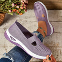 Women's Mesh Slip On Sneakers – Round Toe Cutout Vamp Flatform Walking Shoes