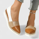 Women's Metallic Espadrille Wedge – Slip On Closed Toe Two Tone Platform Flat