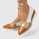 Women's Metallic Espadrille Wedge – Slip On Closed Toe Two Tone Platform Flat
