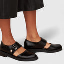 Women's Minimalist Wide Strap Mary Jane Shoes – Eyelet Buckle Round Toe Flat