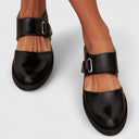 Women's Minimalist Wide Strap Mary Jane Shoes – Eyelet Buckle Round Toe Flat