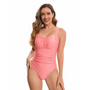 Women's One Piece Swimsuit – Square Neck Textured Ruched Waist Pool Beach