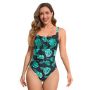 Women's One Piece Swimsuit – Square Neck Textured Ruched Waist Pool Beach