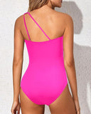 Women's One Shoulder One Piece Swimsuit – Cutout Strap Ruched Side Beach