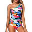 Women's One Shoulder One Piece Swimsuit – Cutout Strap Ruched Side Beach