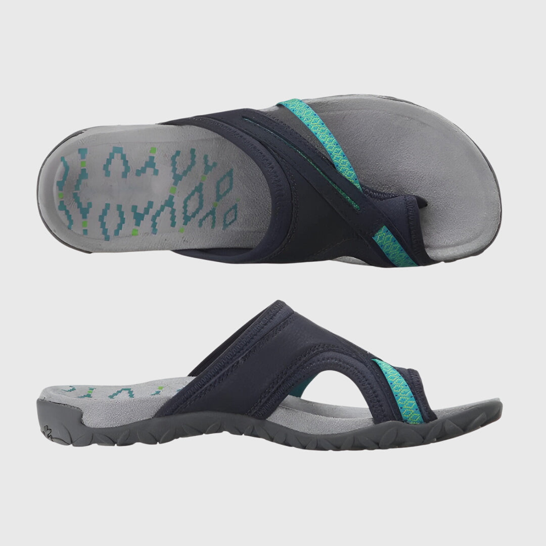 Women's Open Toe Flip Flop Sandals – Two-Tone Toe Post Summer Slide ...