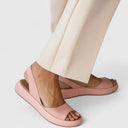 Women's Open Toe Slingback Sandals – Smooth Matte Upper Slip-On Low Wedge Platform
