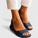 Women's Open Toe Slingback Sandals – Smooth Matte Upper Slip-On Low Wedge Platform