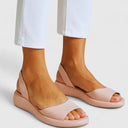Women's Open Toe Slingback Sandals – Smooth Matte Upper Slip-On Low Wedge Platform