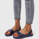 Women's Open Toe Slingback Sandals – Smooth Matte Upper Slip-On Low Wedge Platform