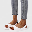 Women's Open Toe Slingback Sandals – Smooth Matte Upper Slip-On Low Wedge Platform