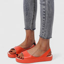 Women's Open Toe Slingback Sandals – Smooth Matte Upper Slip-On Low Wedge Platform