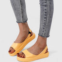 Women's Open Toe Slingback Sandals – Smooth Matte Upper Slip-On Low Wedge Platform