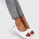 Women's Open Toe Slingback Sandals – Smooth Matte Upper Slip-On Low Wedge Platform
