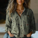 Women's Paisley Bandana Print Shirt – Long Sleeve Button-Up Boho Casual Blouse