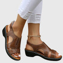 Women's Peep Toe Wedge Sandals – Cutout Strap Slingback Casual Summer Shoes