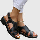 Women's Peep Toe Wedge Sandals – Cutout Strap Slingback Casual Summer Shoes