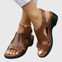 Women's Peep Toe Wedge Sandals – Cutout Strap Slingback Casual Summer Shoes