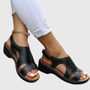 Women's Peep Toe Wedge Sandals – Cutout Strap Slingback Casual Summer Shoes