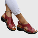 Women's Peep Toe Wedge Sandals – Cutout Strap Slingback Casual Summer Shoes