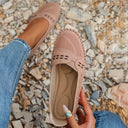 Women's Perforated Slip On Ballet Flat – Round Toe Cutout Vamp Casual Shoe